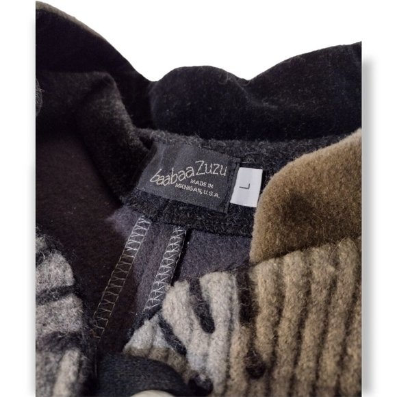 VTG BaabaaZuzu Women's Large Upcycled Wool Jacket Coat Patchwork Made In MI USA - Picture 9 of 9